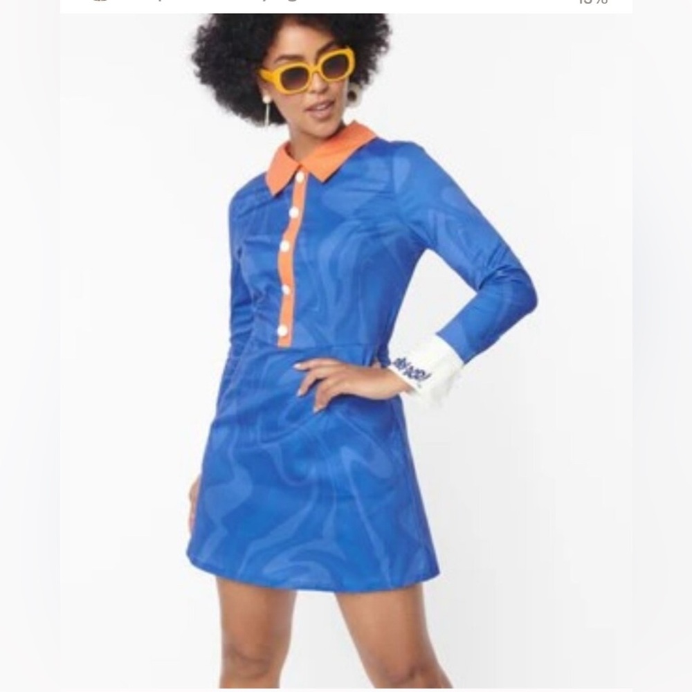 SCOOBY DOO Smak Parlour x unique vintage Blue and orange colander mini dress